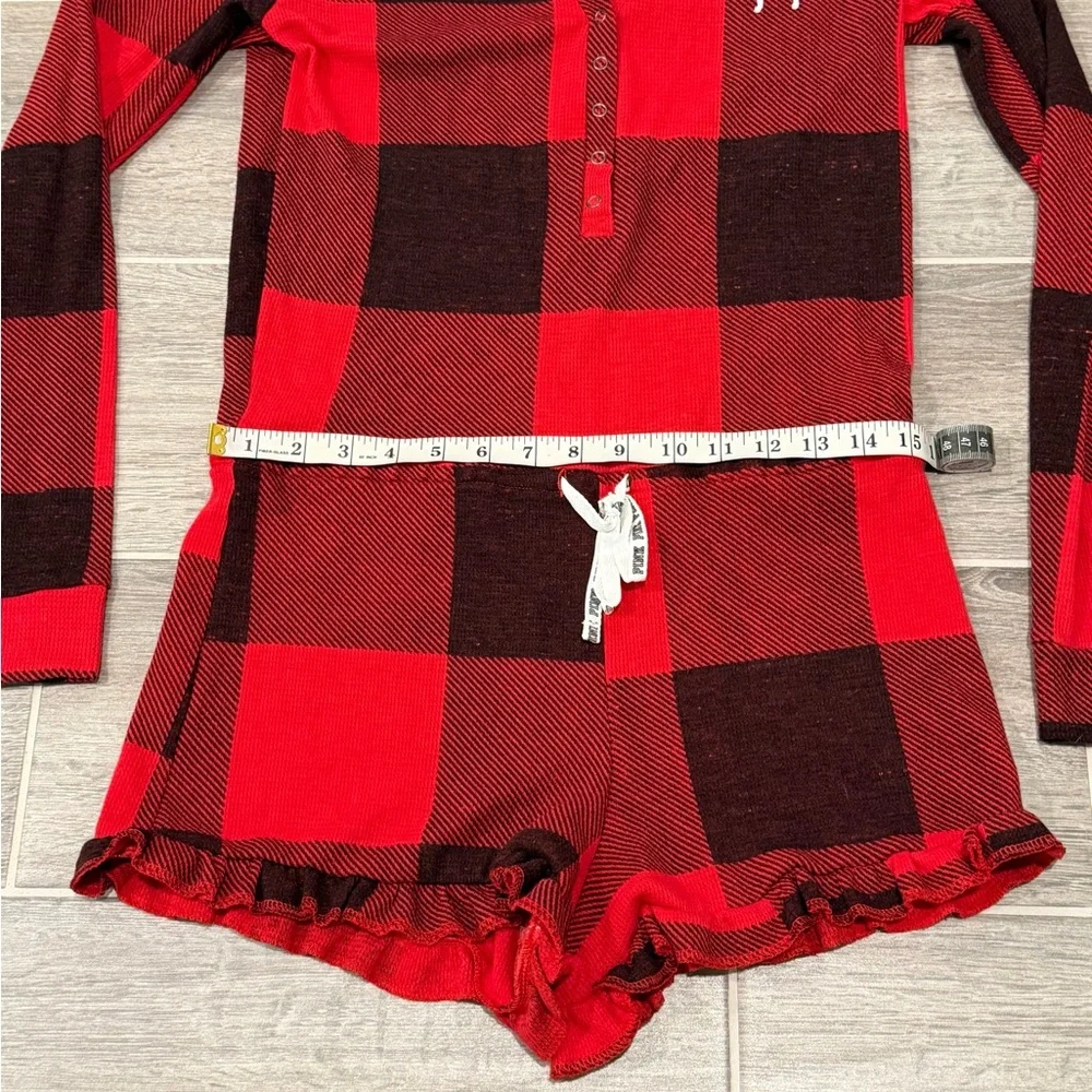 Victoria’s Secret PINK Buffalo Plaid Thermal Sleepwear Romper. Size Medium. - Picture 7 of 11